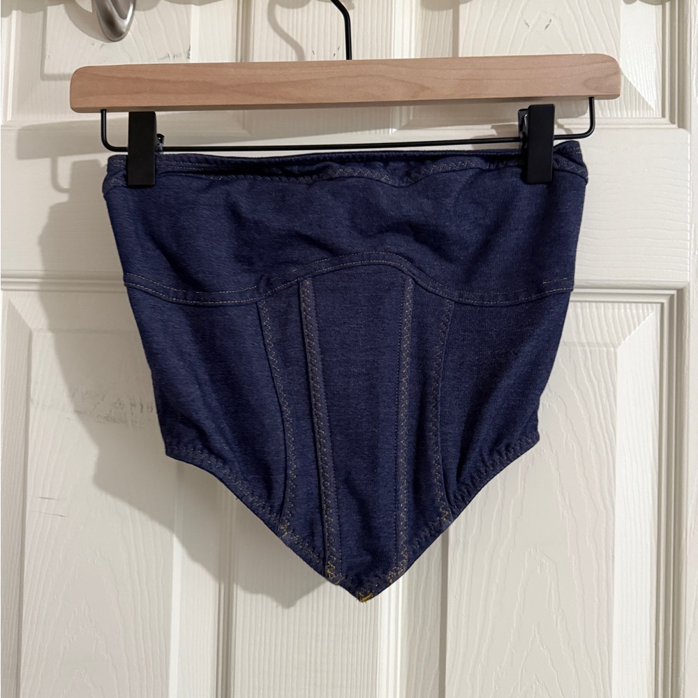 Navy Denim Corset Top